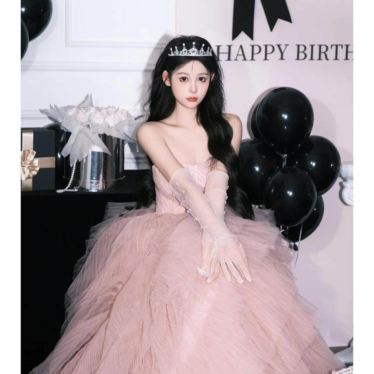 婚纱礼服新款公主裙少女写真拍照主题服装生日派对裙子海心纱粉色,淘宝优惠券,粉丝福利购,淘宝优惠卷