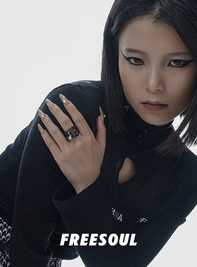 原创暗黑风可叠戴组合黑色戒指