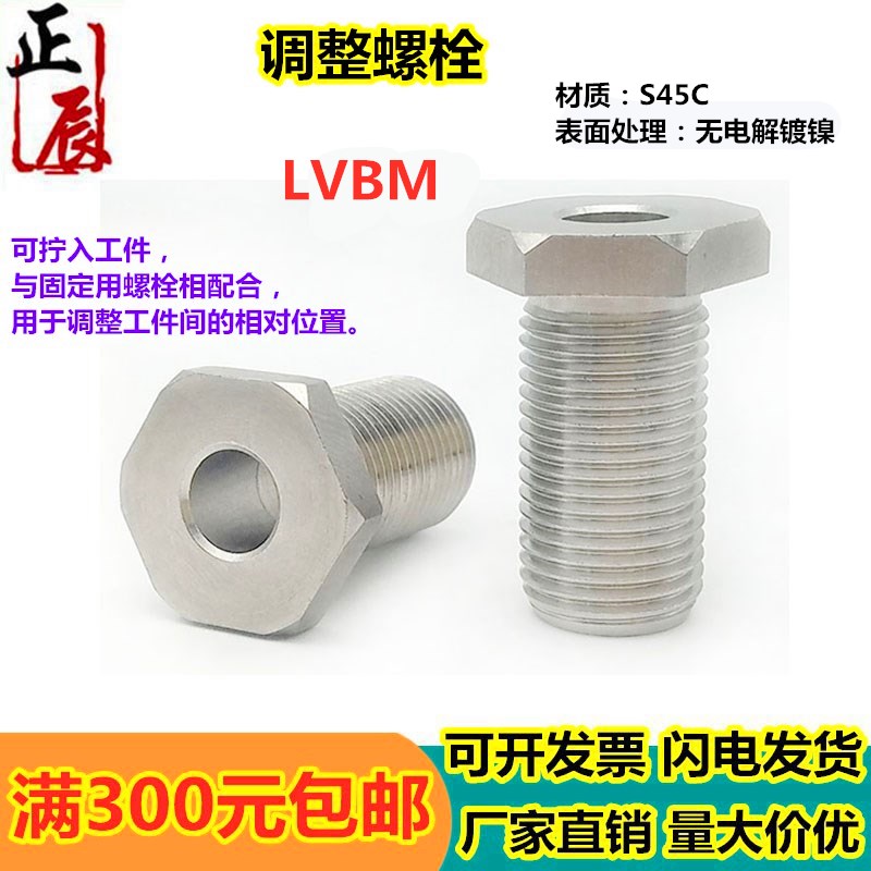 PAX02外六角细牙调整螺栓 LVBM8/10/12-5/10/15/20/25/50调节螺丝 - 图0