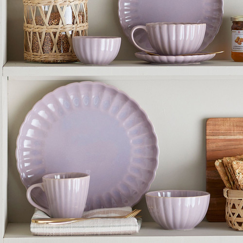 丹麦 Bloomingville 玫瑰色Latina陶瓷盘子甜品碟子大碗西餐餐具 - 图1