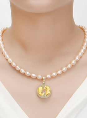 珍珠项链金镶玉妈妈款节日礼物