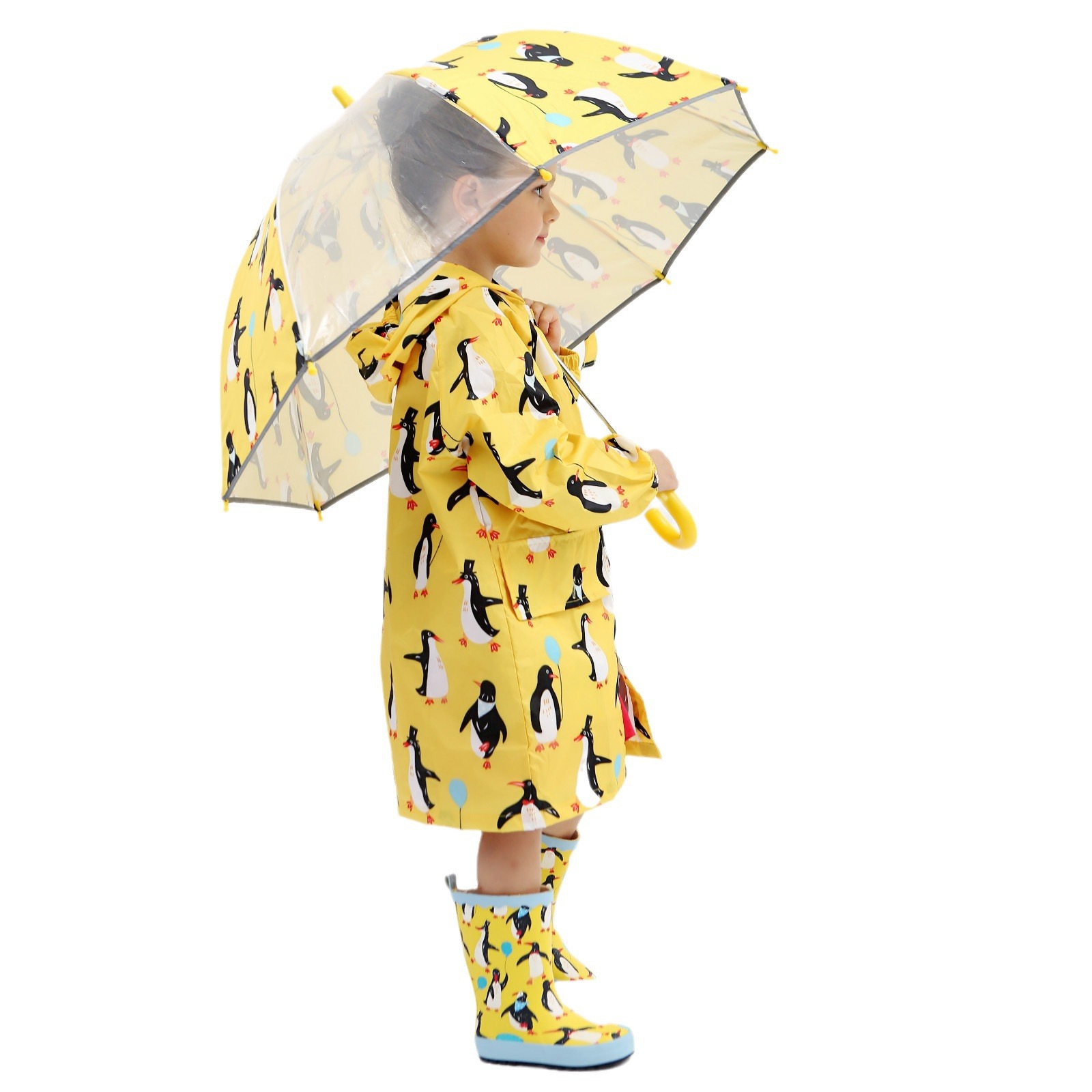 enbihouse源头工厂跨境ins魔法口袋企鹅豹子轻溥雨披儿童雨衣 - 图3