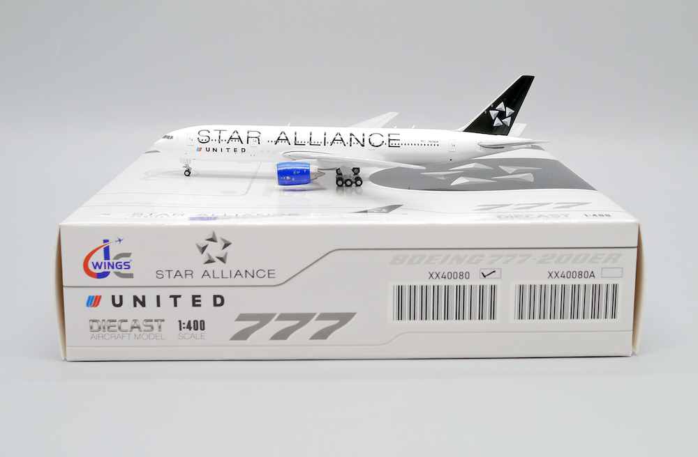 JC Wings 1:400联合航空 B777-200ER N218UA星空联盟飞机模型-图3