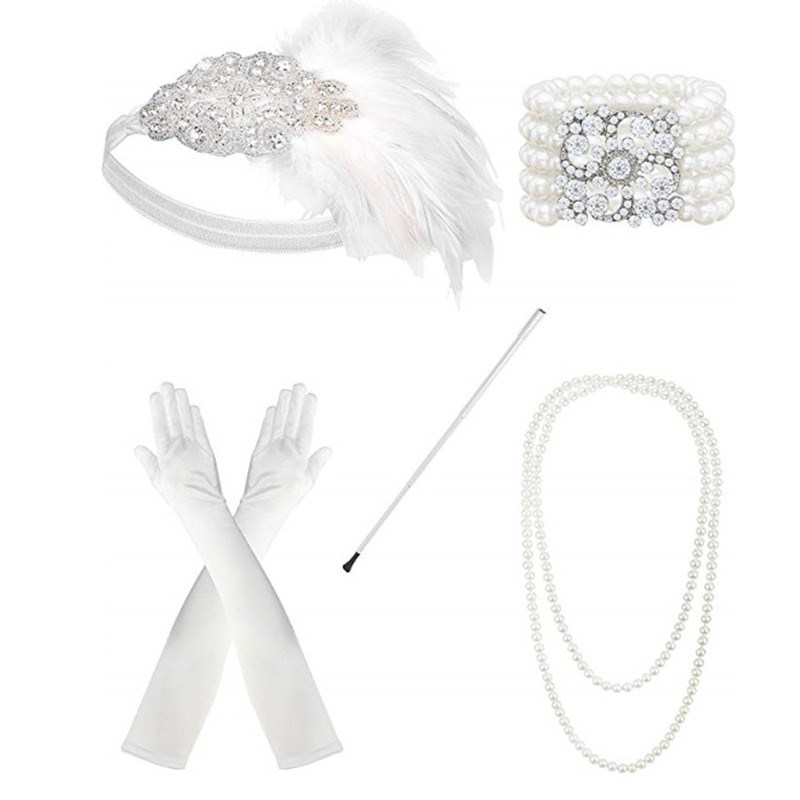 5Pcs 1920S Headband The Great Gatsby Cosplay Accessories Set-图2