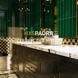 HXSPADRA RETRO Гонконг -стиль камень Большой цветок зеленый мозаичный фона стена темно -зеленый мраморный балкон балкон кирпич