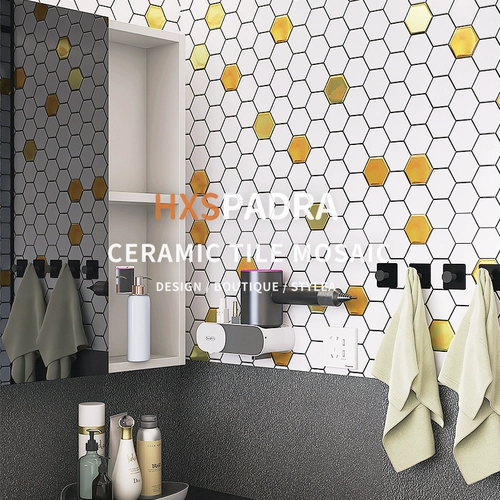 HXSPADRA Nordic Hexagonal Ceramic Mosaic Gold Фарфор