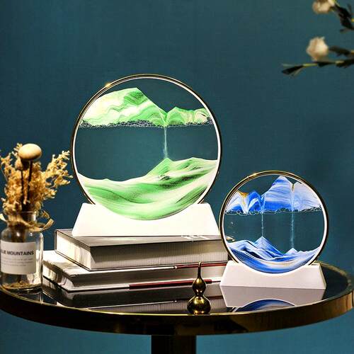 3d立体超薄金边流沙画摆件大尺寸客厅玄关桌面酒柜电视柜装饰品 - 图3