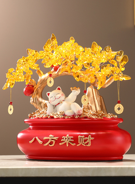 招财猫发财树摆件客厅电视柜