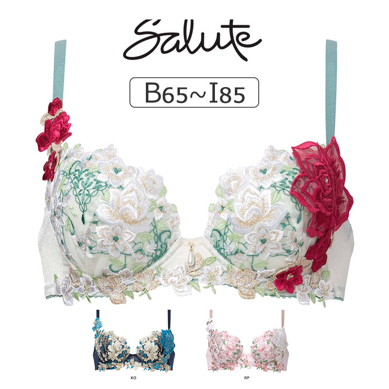 华歌尔Salute内衣女聚拢收副乳显大重工刺绣日系蕾丝性感文胸16G - 图0