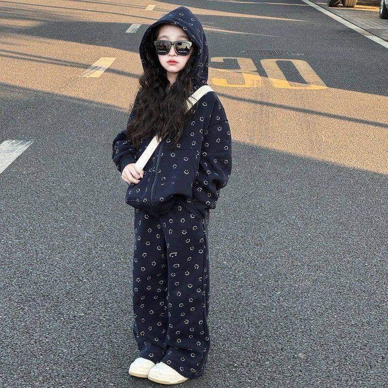 女童春秋款套装2025秋装洋气时髦儿童韩系大童外套阔腿裤两件套潮,淘宝优惠券,粉丝福利购,淘宝优惠卷