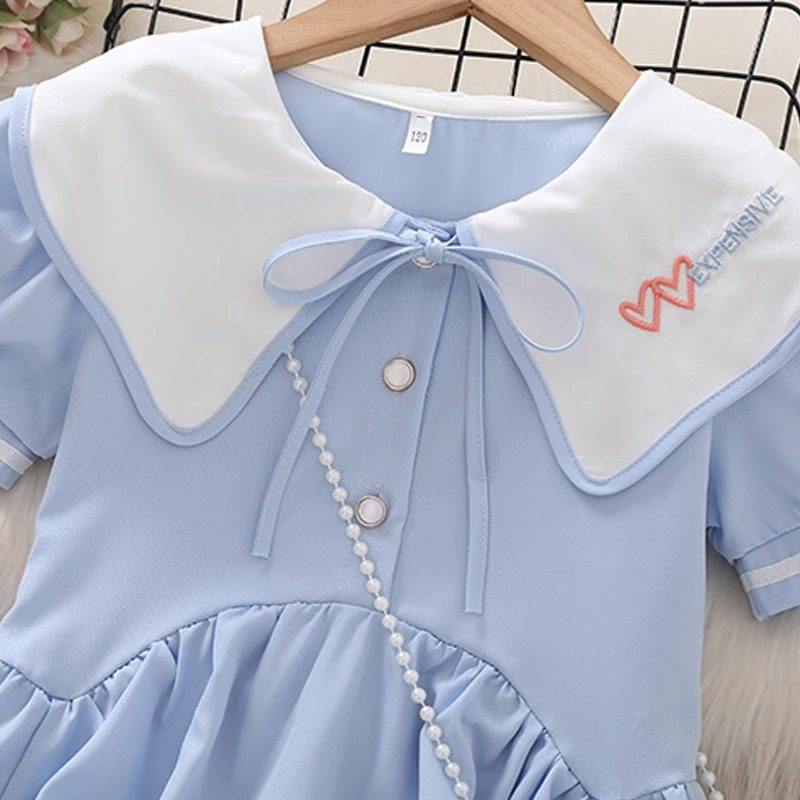 学院风女童连衣裙新款夏季薄款连身裙甜美儿童裙子女孩洋气公主裙,淘宝优惠券,粉丝福利购,淘宝优惠卷