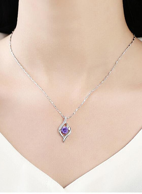 s925纯银锆石镶钻唯爱丘比特之箭项链女生简约优雅爱情锁骨链女