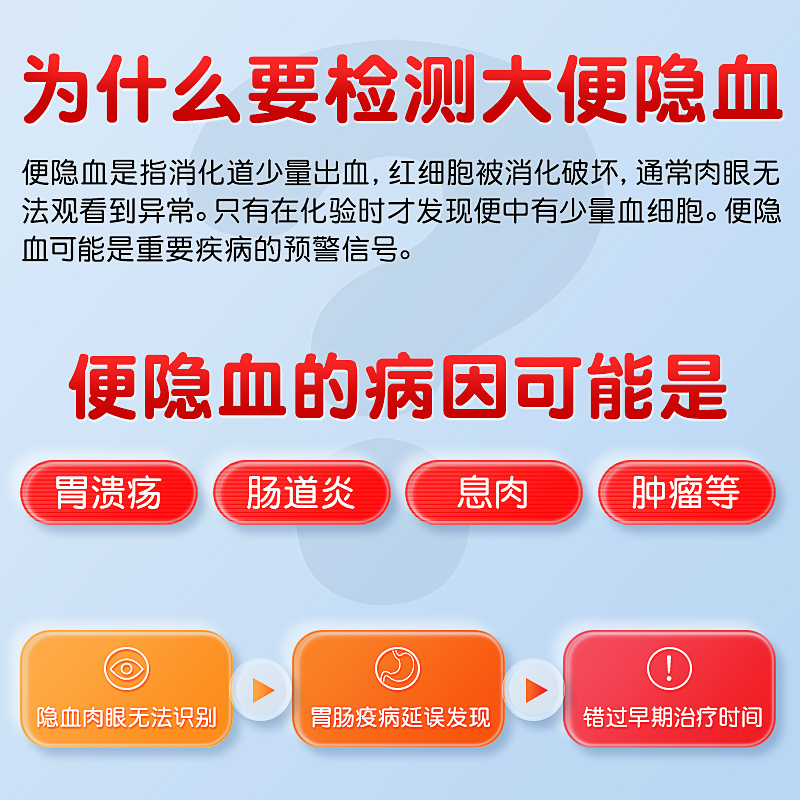 可孚医疗大便隐血潜血检测试纸消化道出血便潜血家用粪便筛查试剂