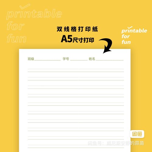 G0003 A5 拼音纸 田字格纸英文双线格纸 电子模版pdf打印文件 - 图2
