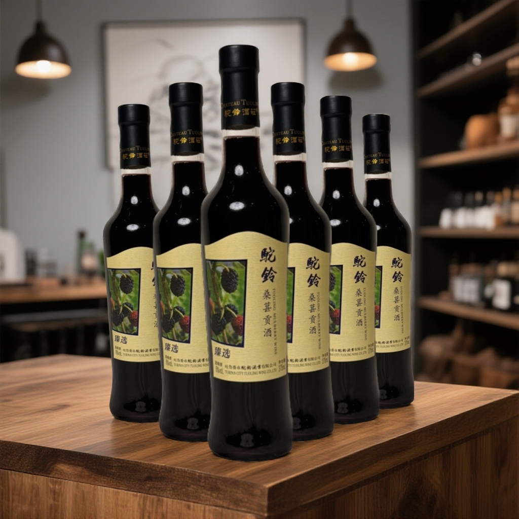 吐鲁番驼铃甜型桑葚贡酒鲜果精酿6度果酒整箱375ml*6 - 图1