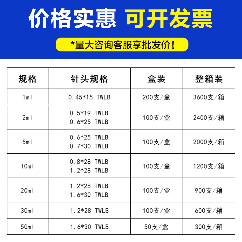 可孚针管注射器一次性医用一毫升1/2/5/10/20/50ml针筒打针喂食用 - 图1