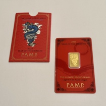 (order not to set back) Swiss PAMP dragon year zodiac gold bars 5 gr
