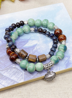 景德镇双圈陶瓷森系手链民族风文艺中式学生时尚手串饰品潮流03