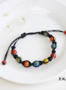 南国相思手工编织陶瓷手链女生古风文艺情侣款闺蜜礼物男女手串饰