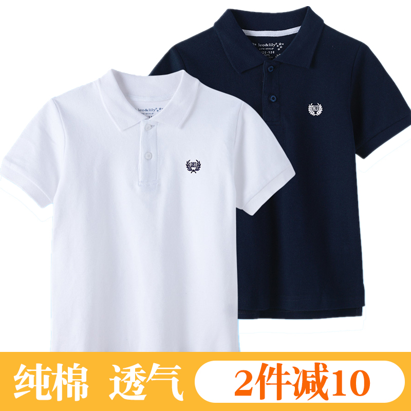 男童短袖POLO衫休閒大碼夏季中大童帶領純棉校服兒童白色翻領T恤9