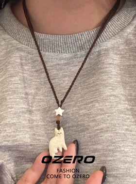 可爱毛绒立体小猫项链女小众设计