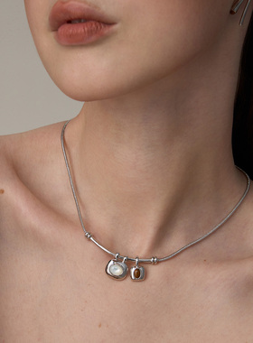 原生系列木纹石双色吊坠项链锁骨链轻奢小众女