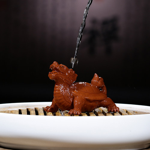 宜兴紫砂茶宠茶碗功夫茶具摆件纯手工小号龙龟精工艺品可养致雕塑 - 图1