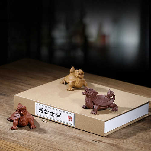 宜兴紫砂茶宠茶碗功夫茶具摆件纯手工小号龙龟精工艺品可养致雕塑 - 图2