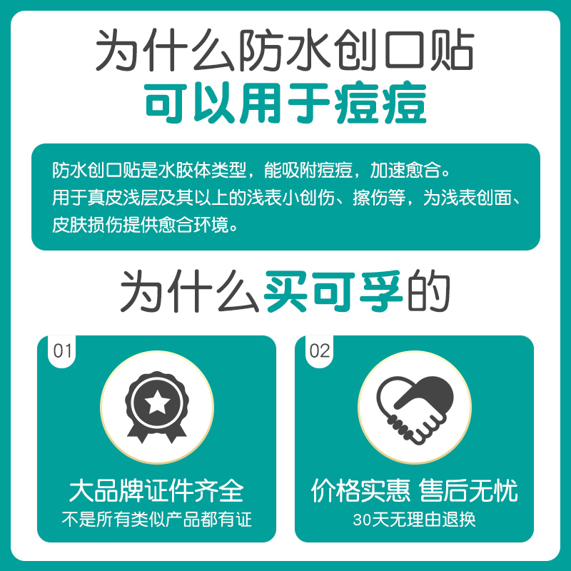 可孚痘痘贴修复人工水胶体脸部皮肤透明创口贴防水游泳隐形 - 图1