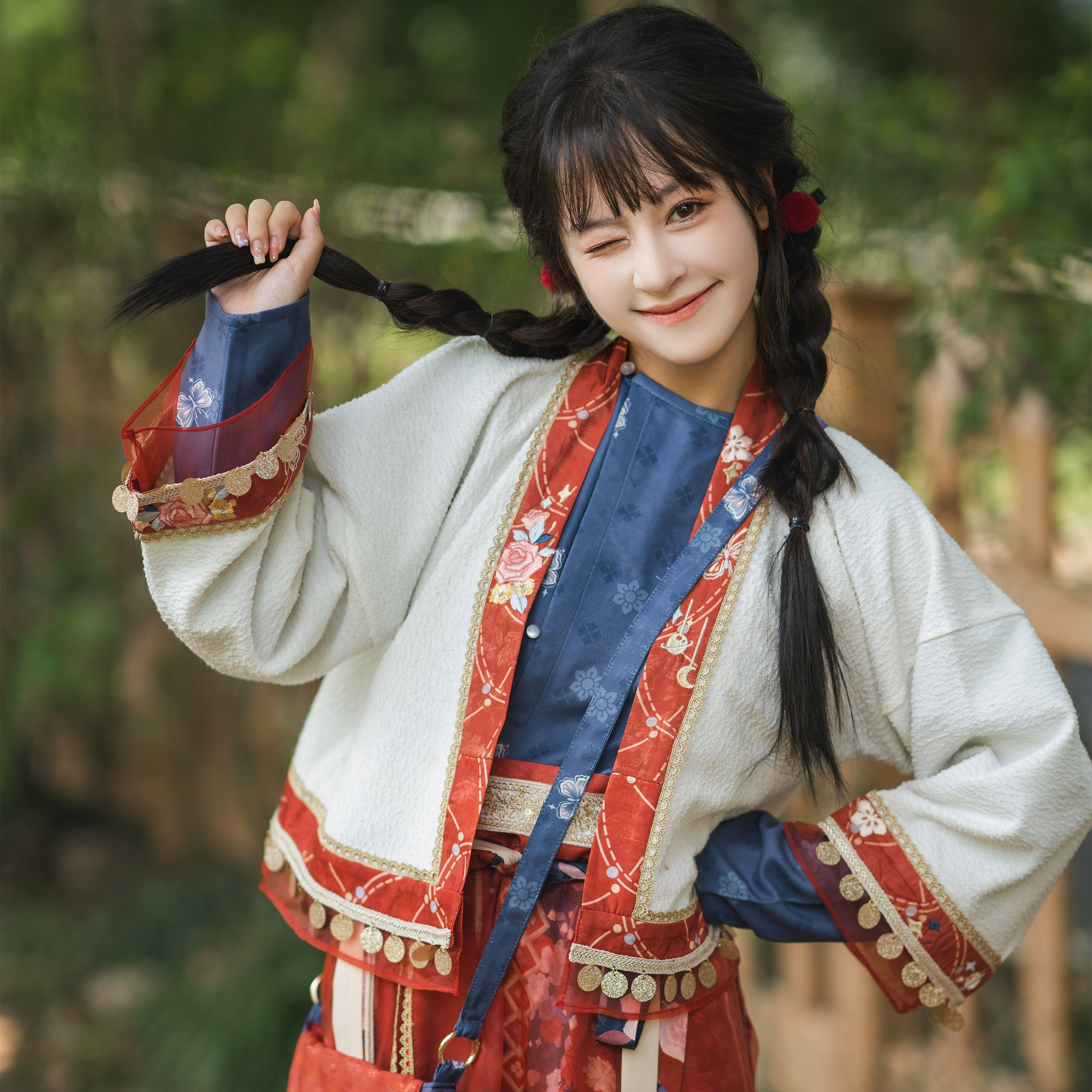 花朝记|永无岛|唐制汉服背子圆领衫五破交窬裙春秋女民族风旅拍 - 图1