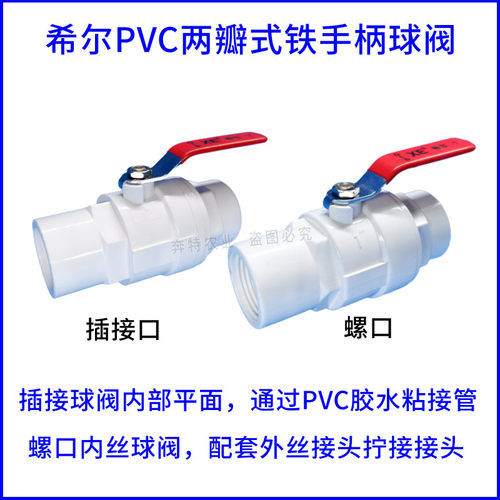 PVC球阀开关 20 25 32 40 50 63 75 90 110 平口4寸 螺纹丝口阀门 - 图1