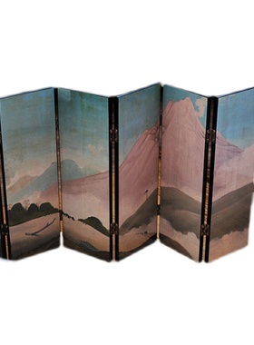 日系小屏风桌面装饰漆器小摆件