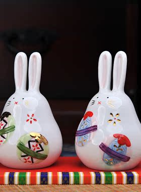 日本兔子绣球陶瓷小摆件桌面家居饰品日系治愈情绪女生日礼物可爱