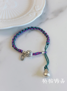 手工编绳达摩纯银手链女复古