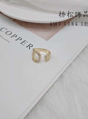 韩微个性气质锆石戒指小众设计