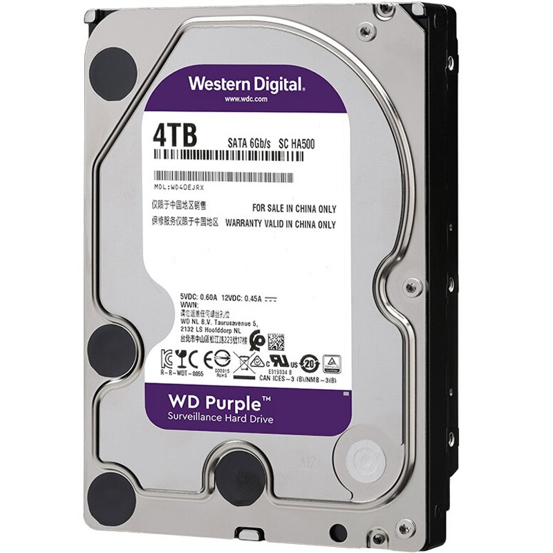 西部数据 4TB 监控紫盘3.5英寸 SATA接口 WD40EJRX - 图0