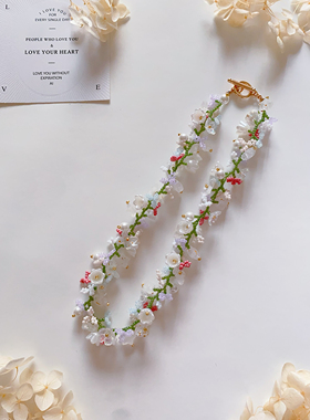 花田山谷 原创设计手工串珠手机链diy自制手链紫色系繁花百搭项链