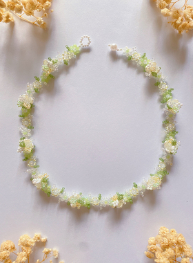 奇遇森林 夏季森系小清新少女感手工串珠项链原创设计锁骨链手链