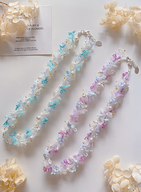 海盐绿洲原创小众手工串珠手机链diy自制手链项链百搭春夏蓝色系