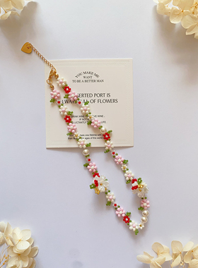 蜜桃汽泡 春夏新款原创手工制作串珠手链甜美可爱少女小众手机链