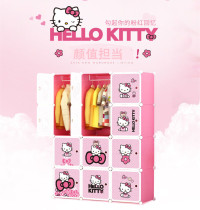 Cartoon Cute Plastic Containing Cabinet Large Capacity Free Combination Cabinet Kitty Cat Children Student Drawer Containing Cabinet