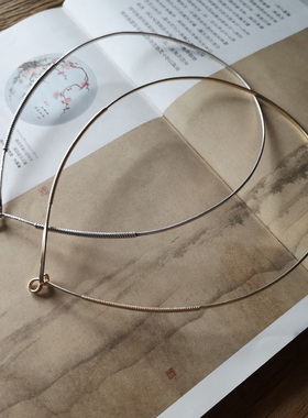 [观心]999银/14K包金手工项圈