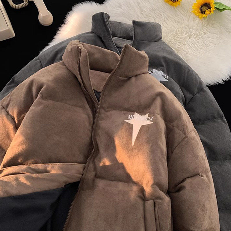 麂皮绒立领棉衣男冬季美式复古宽松潮流加厚青少年潮牌棉服男外套,淘宝优惠券,粉丝福利购,淘宝优惠卷