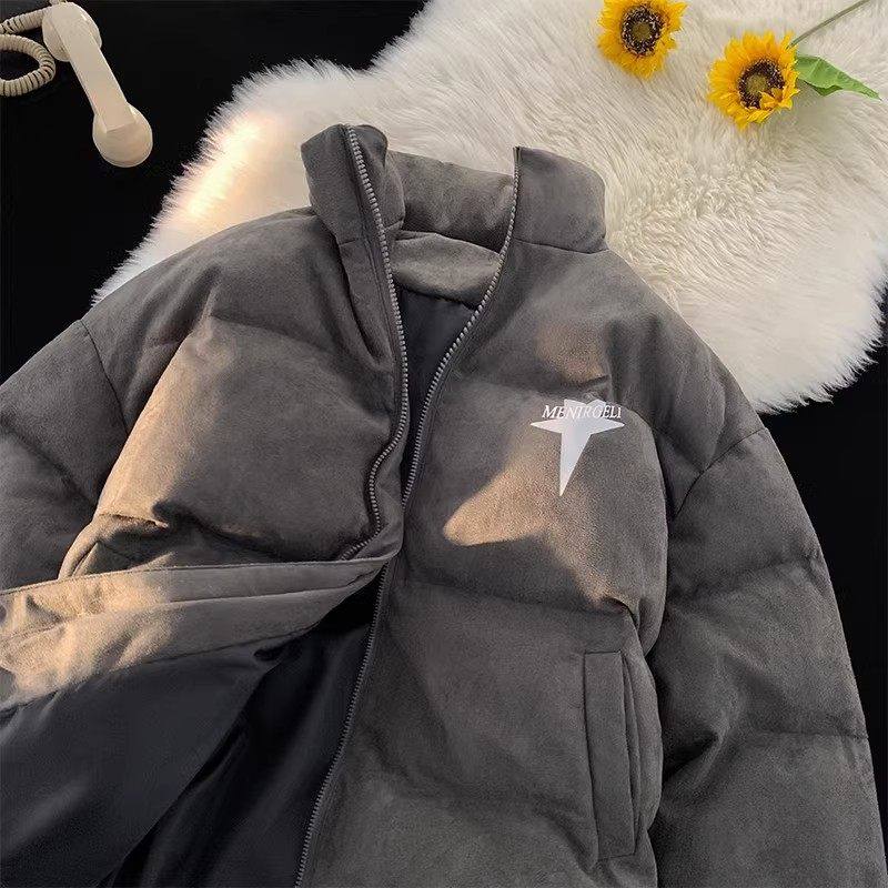 麂皮绒立领棉衣男冬季美式复古宽松潮流加厚青少年潮牌棉服男外套,淘宝优惠券,粉丝福利购,淘宝优惠卷