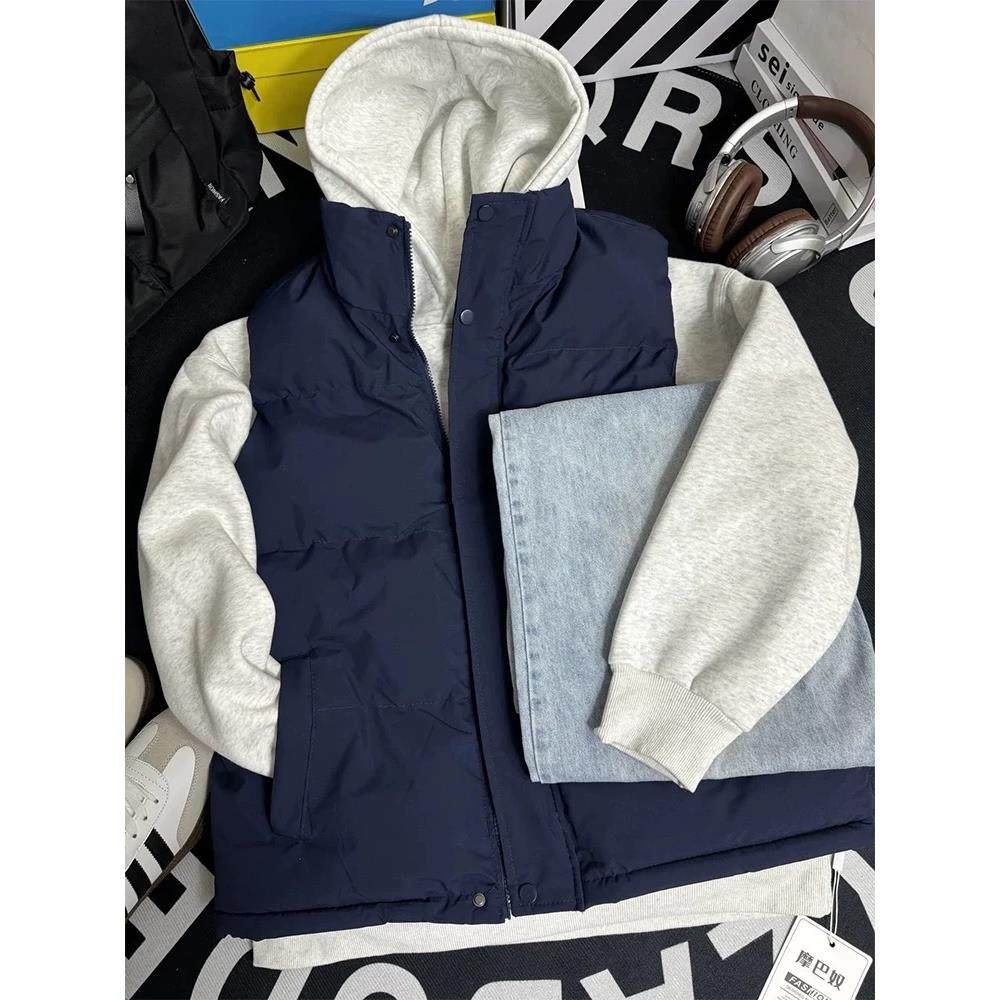 藏蓝色美式羽绒马甲男款秋冬叠穿无袖外穿坎肩背心青少年棉服外套,淘宝优惠券,粉丝福利购,淘宝优惠卷