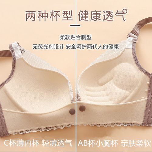 哺乳文胸厚款小胸怀孕期聚拢防下垂孕妇内衣喂奶胸罩产后孕期专用 - 图1