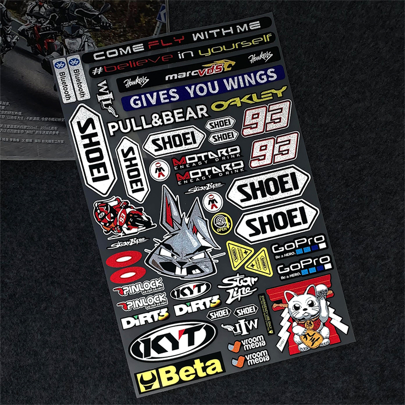 适用于SHOEI头盔贴纸防水反光摩托车改装装饰LS2版画镜片AGV贴花,淘宝优惠券,粉丝福利购,淘宝优惠卷