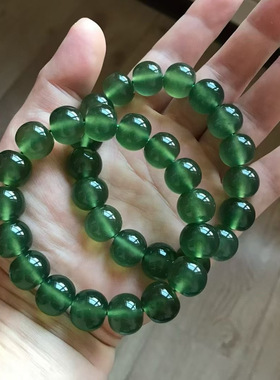 老坑岫玉180料手串手链种水好颜色正绿净度高14×12苹果圆岫岩玉