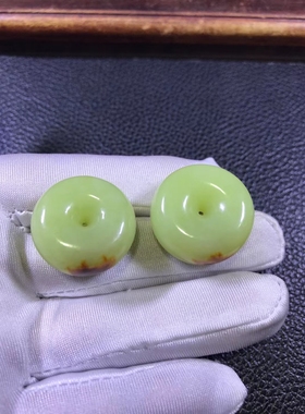 黄白河磨玉情侣平安扣吊坠挂坠原石天然皮色色泽温润每颗16～17克