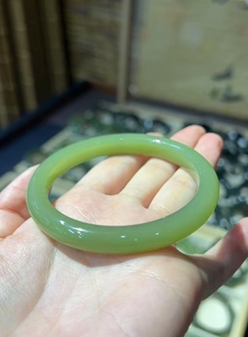 析木黄绿河磨玉手镯58口条宽9*7.7精品原生态精致性价比高收藏级